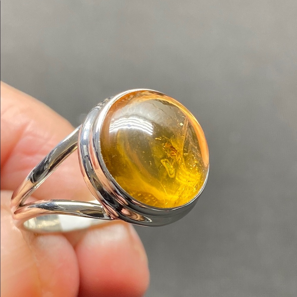 Citrine Ring Size 10 in Solid Sterling Silver 925